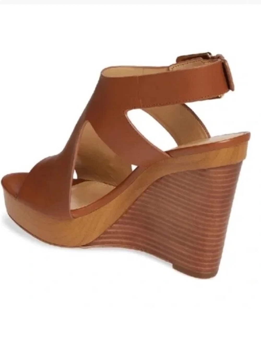 Michael Kors Josephine Leather Wedge Sandals Size 7.5 - Picture 4 of 11